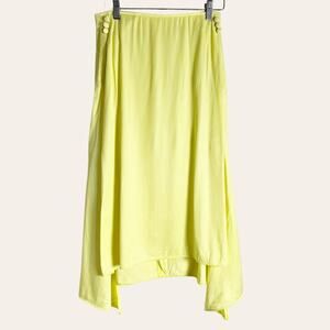 Hugo Boss Yellow Asymmetric Sharkbite Side Button Midi Skirt Size 4